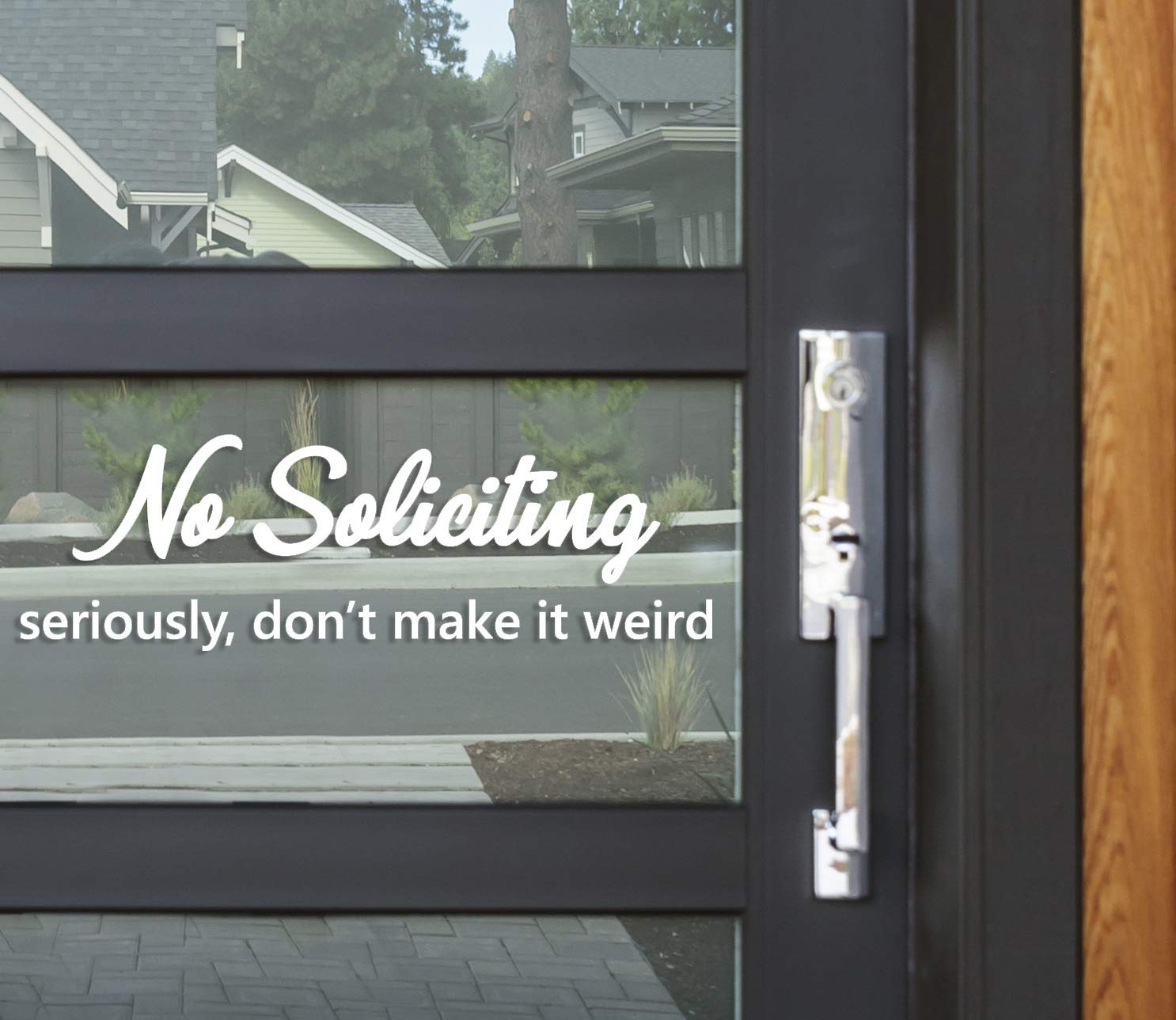 No Soliciting Vinyl Decal - 10 Inch White Milk Mug Design for Doors & Windows - Funny Home & Office Sign for Privacy Protection