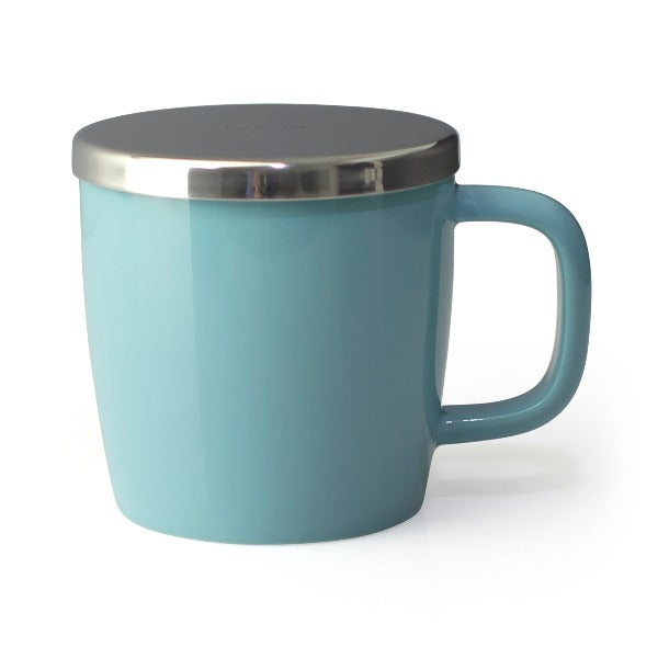 FORLIFE Small Dew Mug with Infuser & Lid - 11oz Ceramic Tea Cup with Strainer - Perfect for Loose Leaf Tea, Herbal Infusions & Hot Beverages at Home or Office