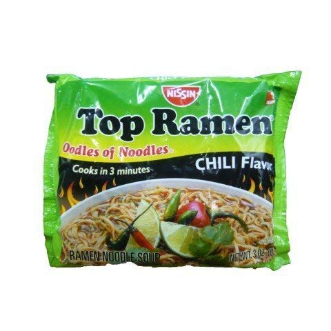 Nissin Top Ramen Instant Noodle Soup - Chili Flavor, 3oz (Pack of 15) | Quick & Easy Meal for College Students, Office Lunch & Late Night Snacks