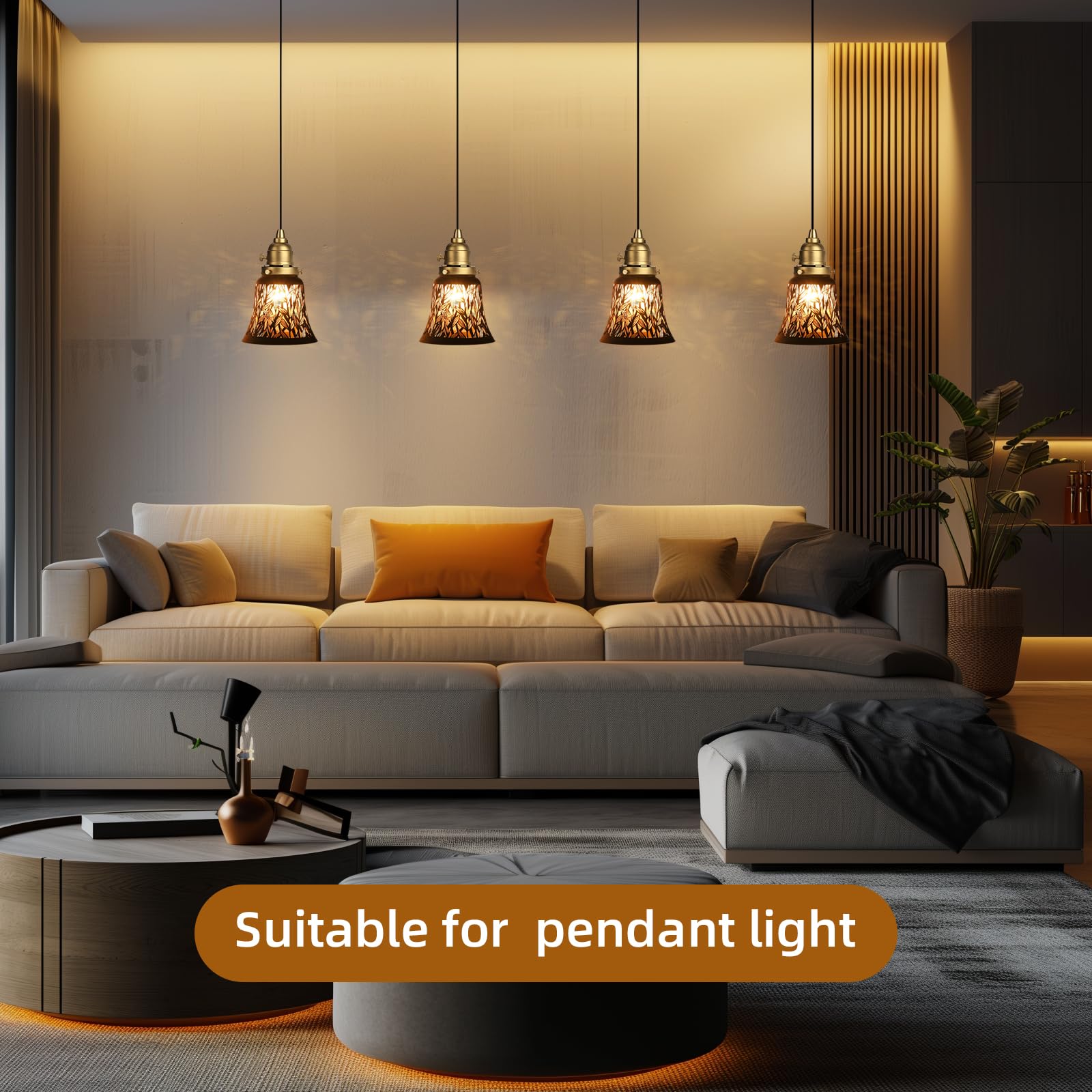 ALUCSET 4 Pack Metal Bell Shaped Pendant Light Shades - 4.72
