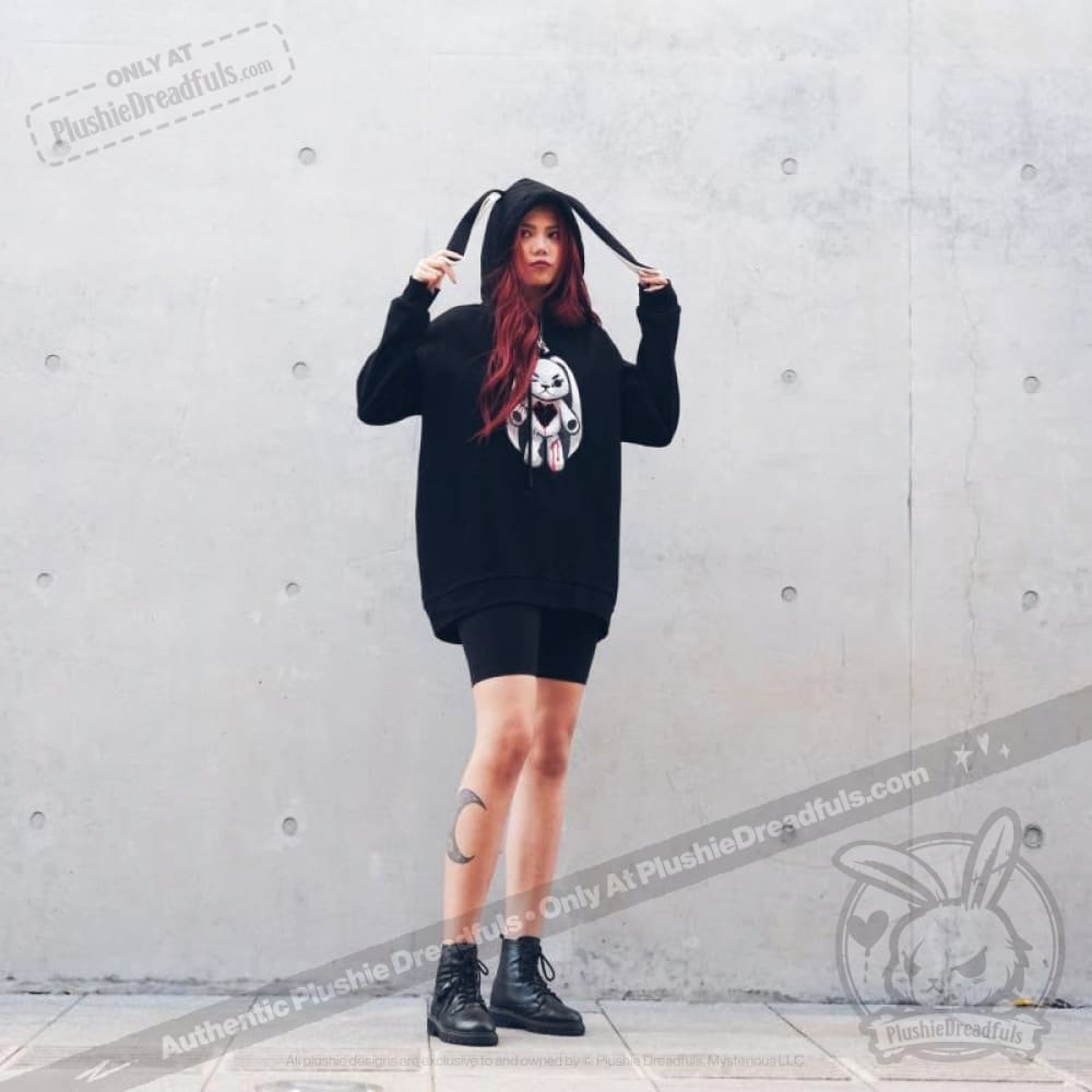 Angry Rabbit Hoodie and Wallet Set - Cute Animal-Themed Outfit & Accessories for Casual Wear, Gifts, and Street Fashion