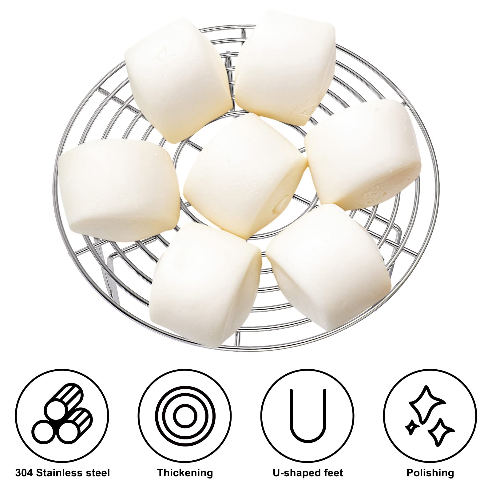 Hemoton Stainless Steel Round Cooling Rack for Baking, Cooking, Steaming - Fits Air Fryer, Stockpot & Pressure Cooker | Perfect for Cooling Cookies, Roasting Veggies & Multi-Purpose Kitchen Use