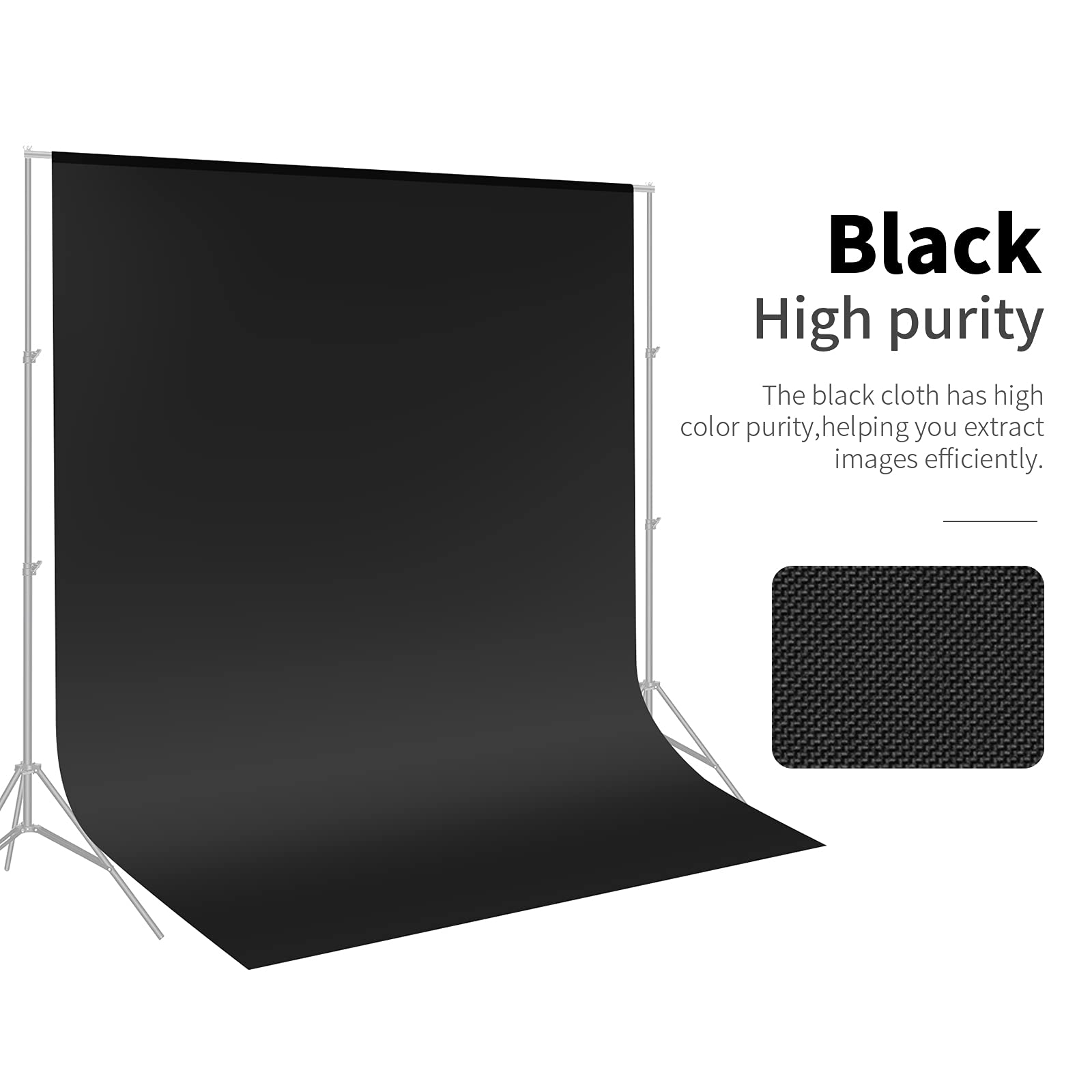 Neewer 6x9FT (1.8x2.8M) Professional Photography Muslin Backdrop - Durable Collapsible Studio Background for Photo, Video & TV Production - Black - Perfect for Portrait, Product & YouTube Content Creation