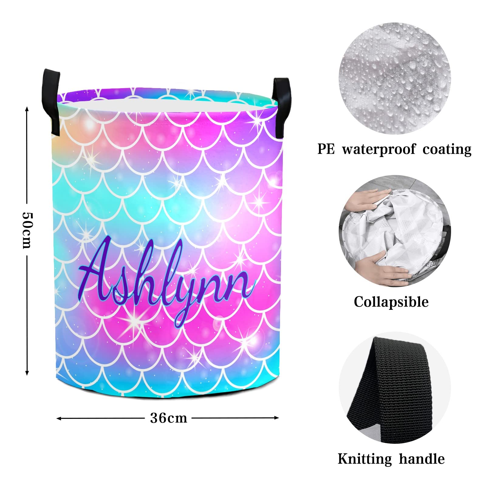 Personalized Baby Laundry Basket for Boys & Girls - Custom Collapsible Laundry Hamper with Handle - Nursery, Bathroom & Bedroom Storage Organizer - Perfect for Baby Clothes, Toys & Home Decor (Scale Design)