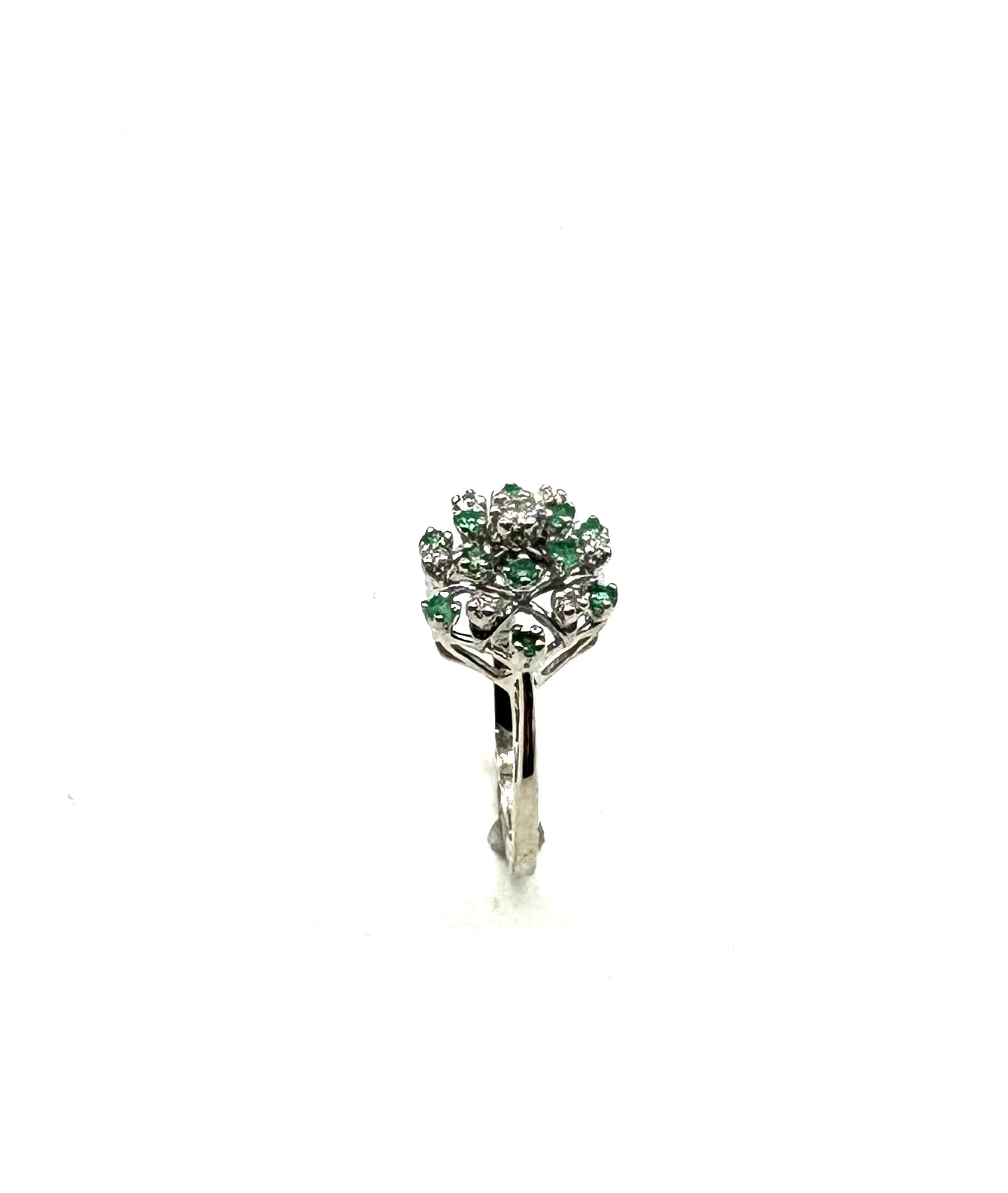 14K White Gold Emerald Cluster Ring for Women - Elegant Vintage Style Jewelry Gift for Wedding, Anniversary & Special Occasions