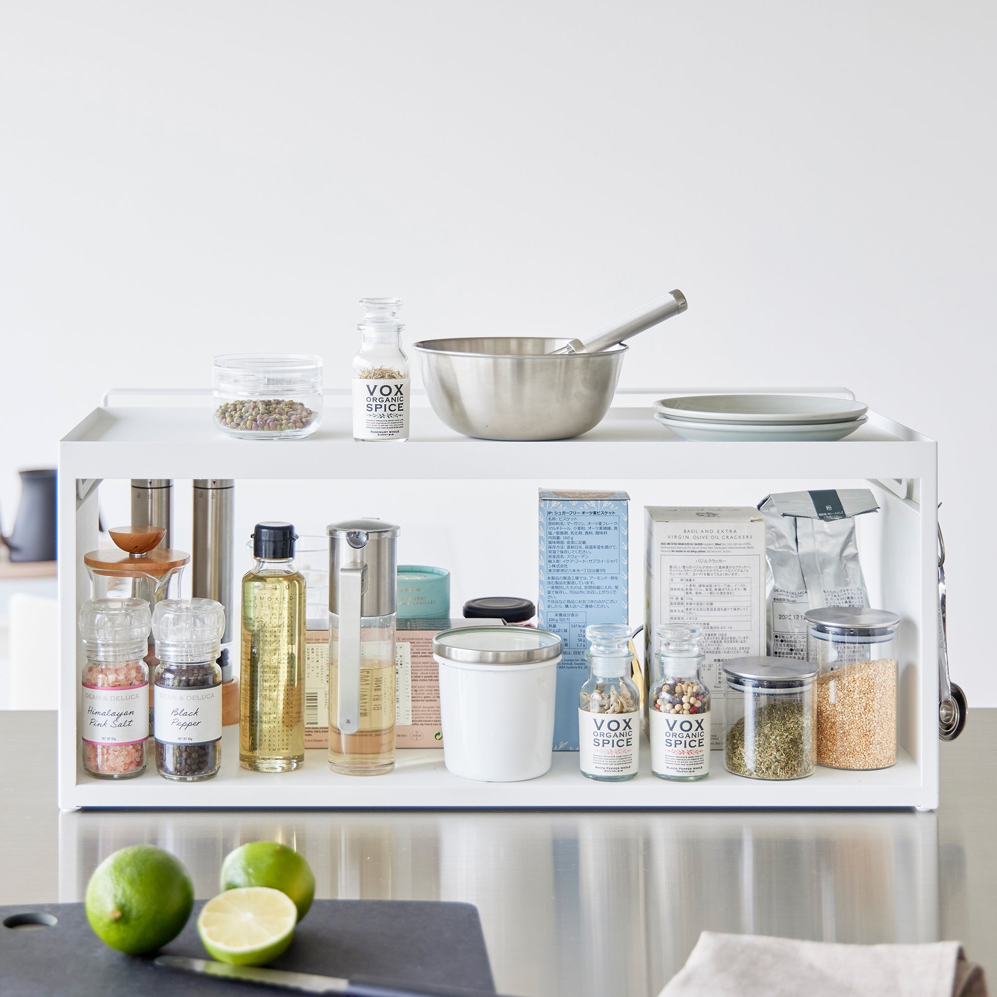 Stainless Steel Front Opening Countertop Storage Rack - Space Saving Organizer for Kitchen, Bathroom, Office & Pantry Storage
