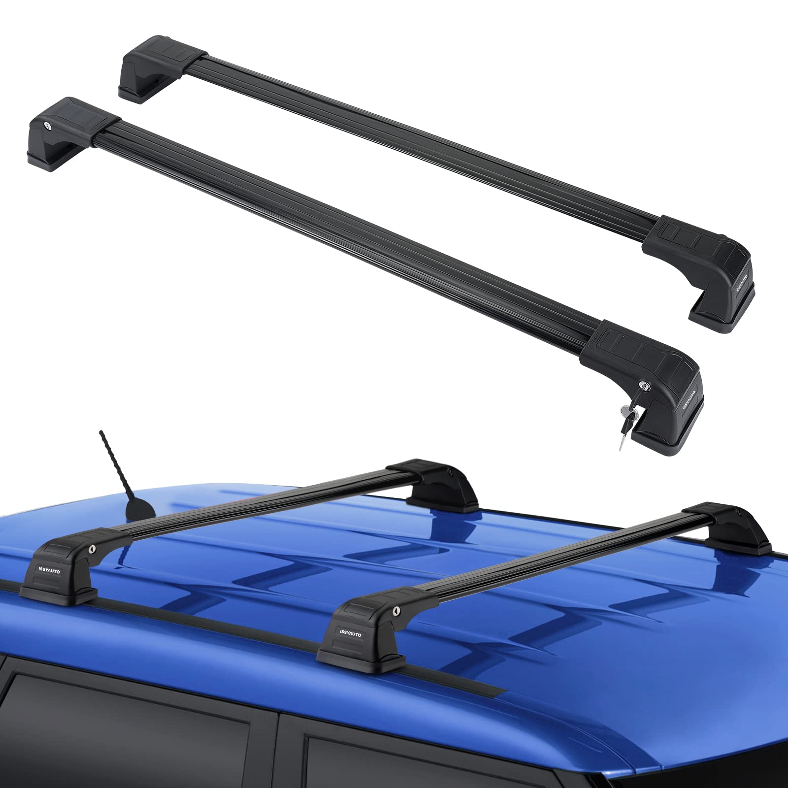 ISSYAUTO Lockable Roof Rack Cross Bars for Kia Soul 2014-2019 | Anti-Theft Roof Rail Luggage Carrier | Perfect for Road Trips, Camping & Outdoor Adventures