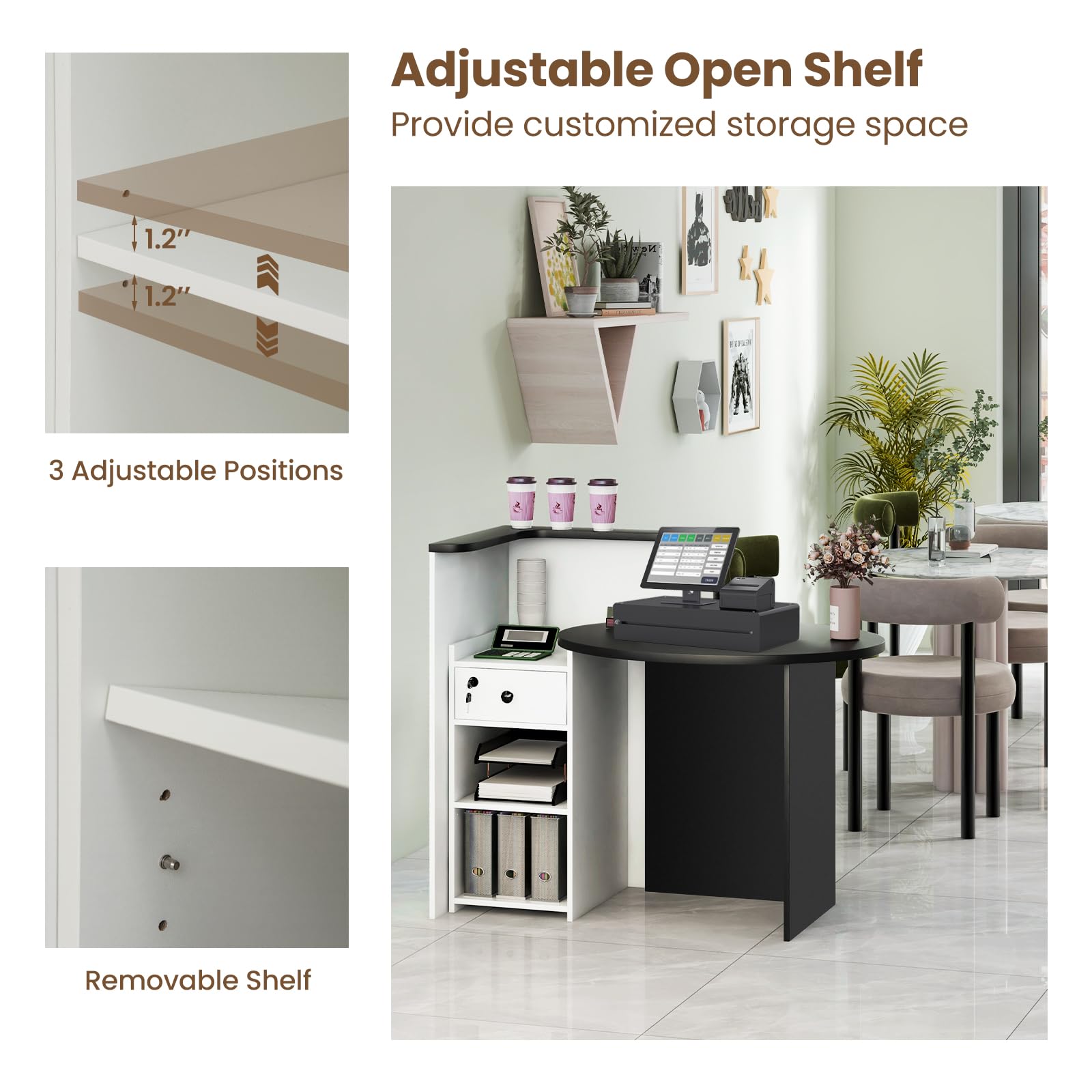 Giantex Reception Desk with Lockable Drawer - 63