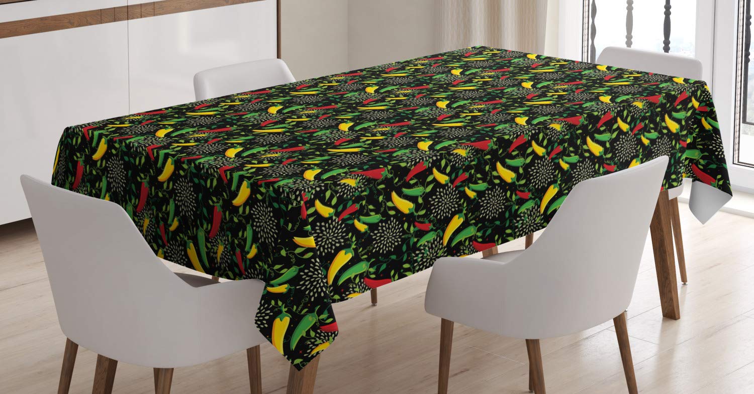 Lunarable Mexican Food Peppers & Chili Taco Culture Rectangular Tablecloth - 52