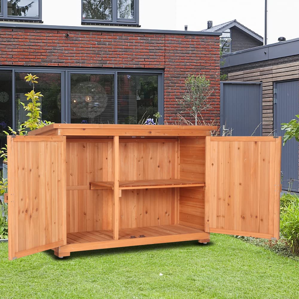 Premium Fir Wood Storage Shed with Double Doors - 34