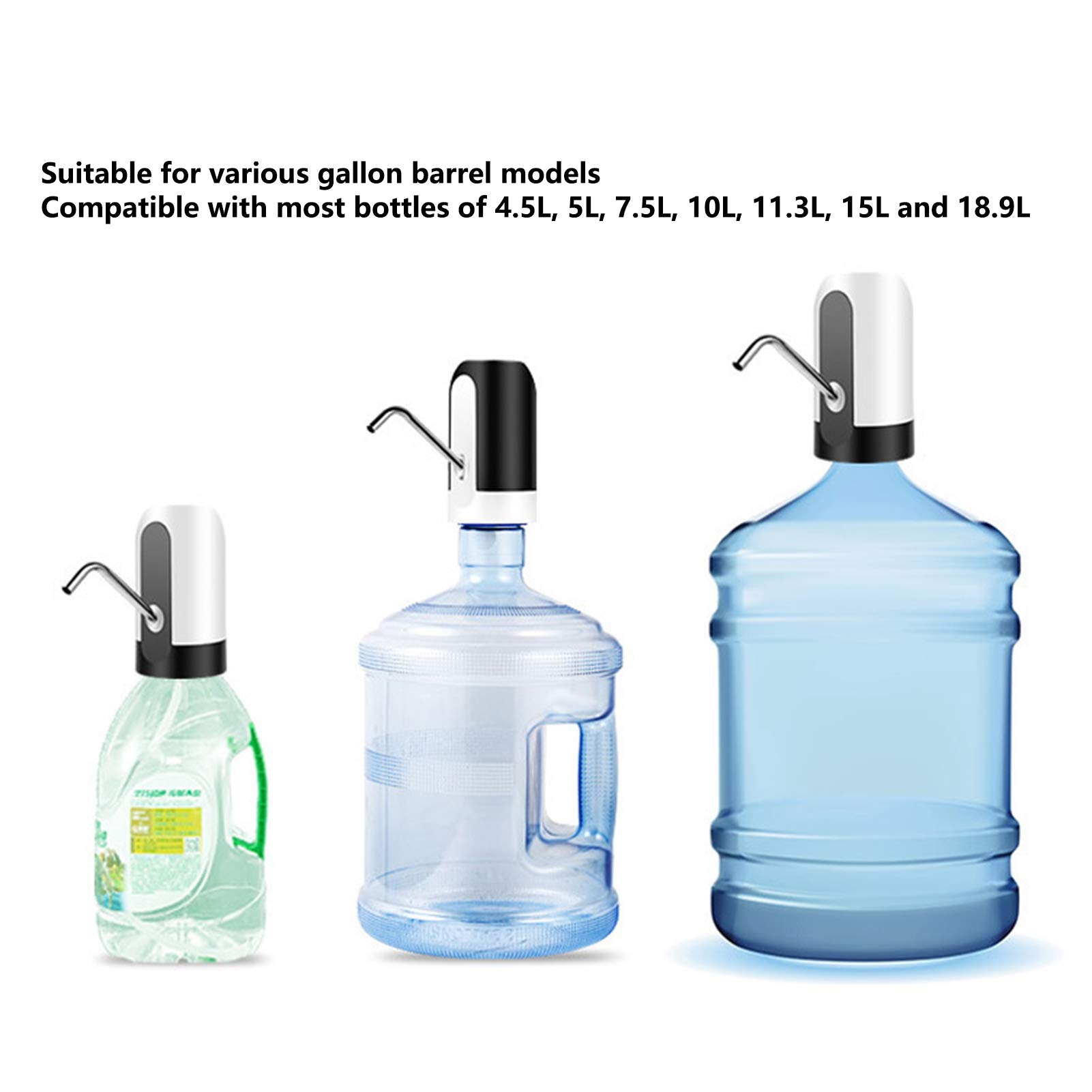 Automatic Water Dispenser Pump, USB Rechargeable Drinking Water Bottle Pump for Picnic, Office, Home - Portable Water Dispenser with Leaning Tower Design (White) - Perfect for Travel, Camping & Outdoor Activities