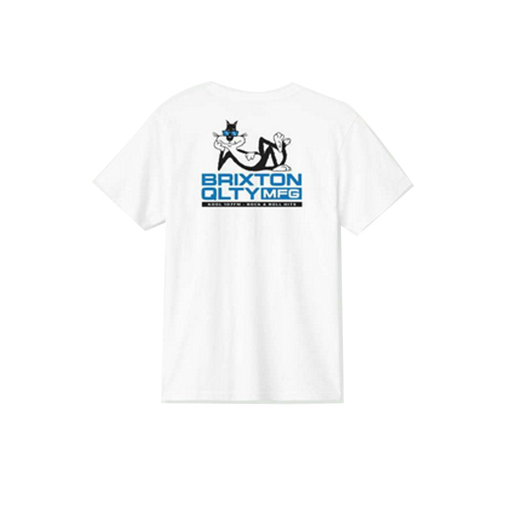 Brixton Cool Cat Short Sleeve T-Shirt for Men & Women - White | Casual Summer Tee for Streetwear & Everyday Outfits