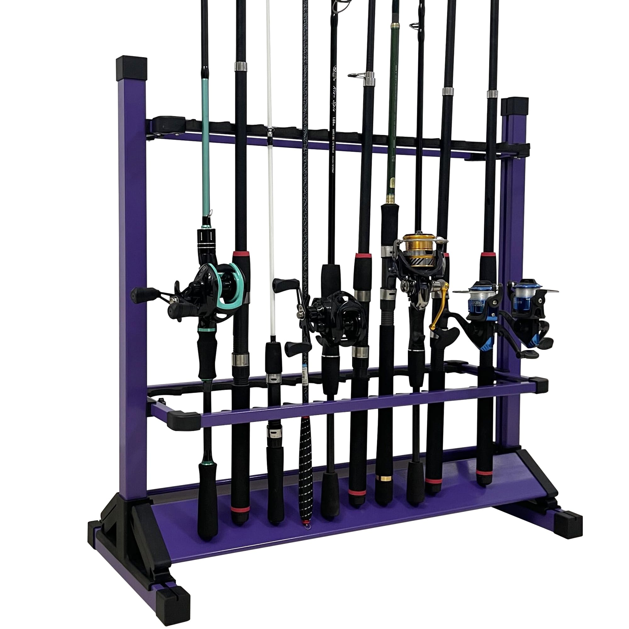 Premium Aluminum Fishing Rod Holders - Heavy Duty Portable Pole Rack for 24 Rods - Vertical Ground Display Stand for Fishing Gear Storage | Perfect for Boat, Shore, Garage & Outdoor Fishing Organization