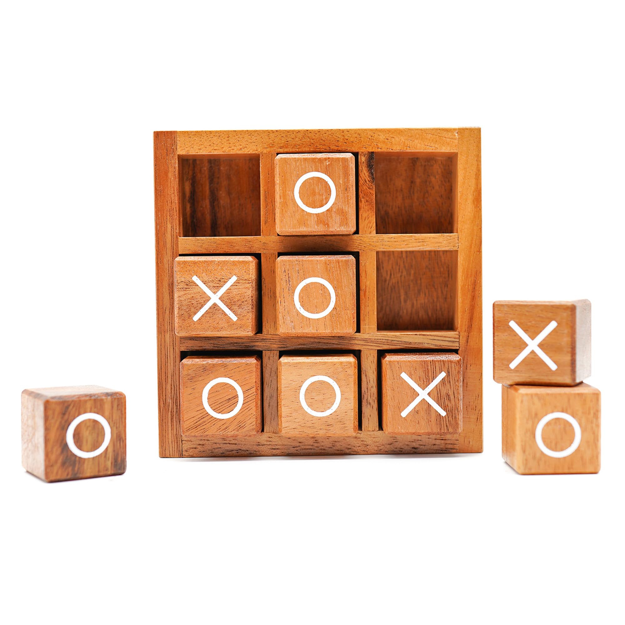 Premium Wooden XO Blocks Tic Tac Toe Game Set - 5.5 Inch Classic Board Game for Kids, Family Game Night & Adults | Rustic Farmhouse Coffee Table Decor | Unique Birthday, Christmas Gift Idea for All Occasions | Perfect for Indoor Play, Party Entertainment & Home Decoration