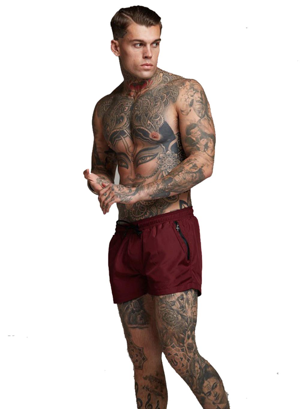 TONLEN Men's Quick-Dry Swim Trunks with Zipper Pockets - Comfortable Sports Swim Shorts for Beach, Pool & Water Activities