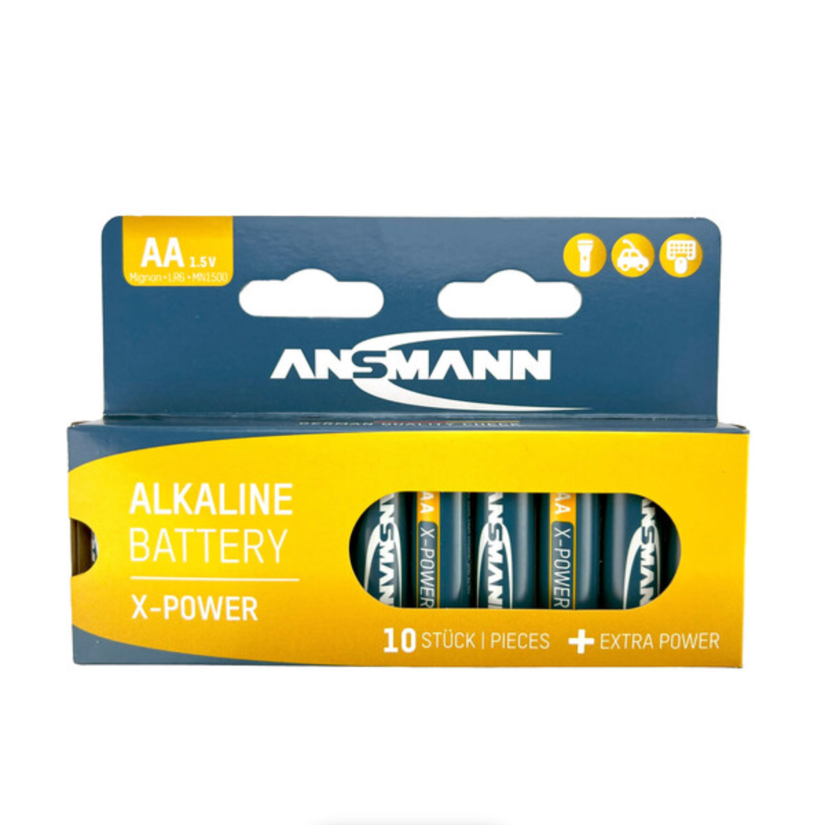 Ansmann X POWER AA Alkaline Batteries (10 Pack) - Long-Lasting Power for Toys, Flashlights, Remote Controls & Electronics