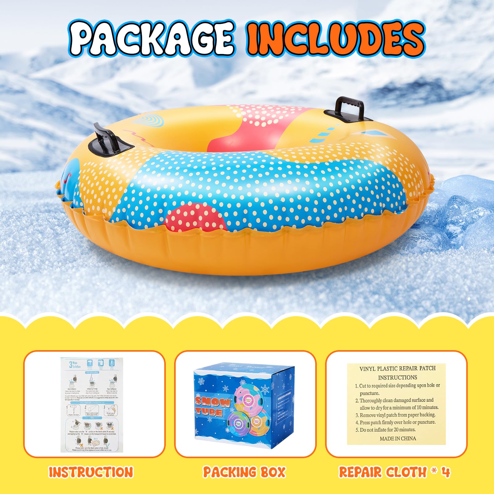 **Inflatable Snow Tubes for Sledding – Heavy Duty Winter Snow Sleds with Handles – 3-Pack for Family Fun & Outdoor Winter Sports | Perfect for Snow Tubing, Backyard Sledding & Snow Day Adventures**