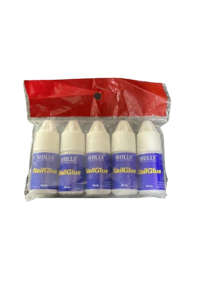 ZULAT Professional Nail Glue (5-Pack) - Strong Waterproof Adhesive for Acrylic Nails, Artificial Nail Glue for Fake/False Nails - Perfect for Nail Extensions, Salon Use & DIY Nail Art at Home