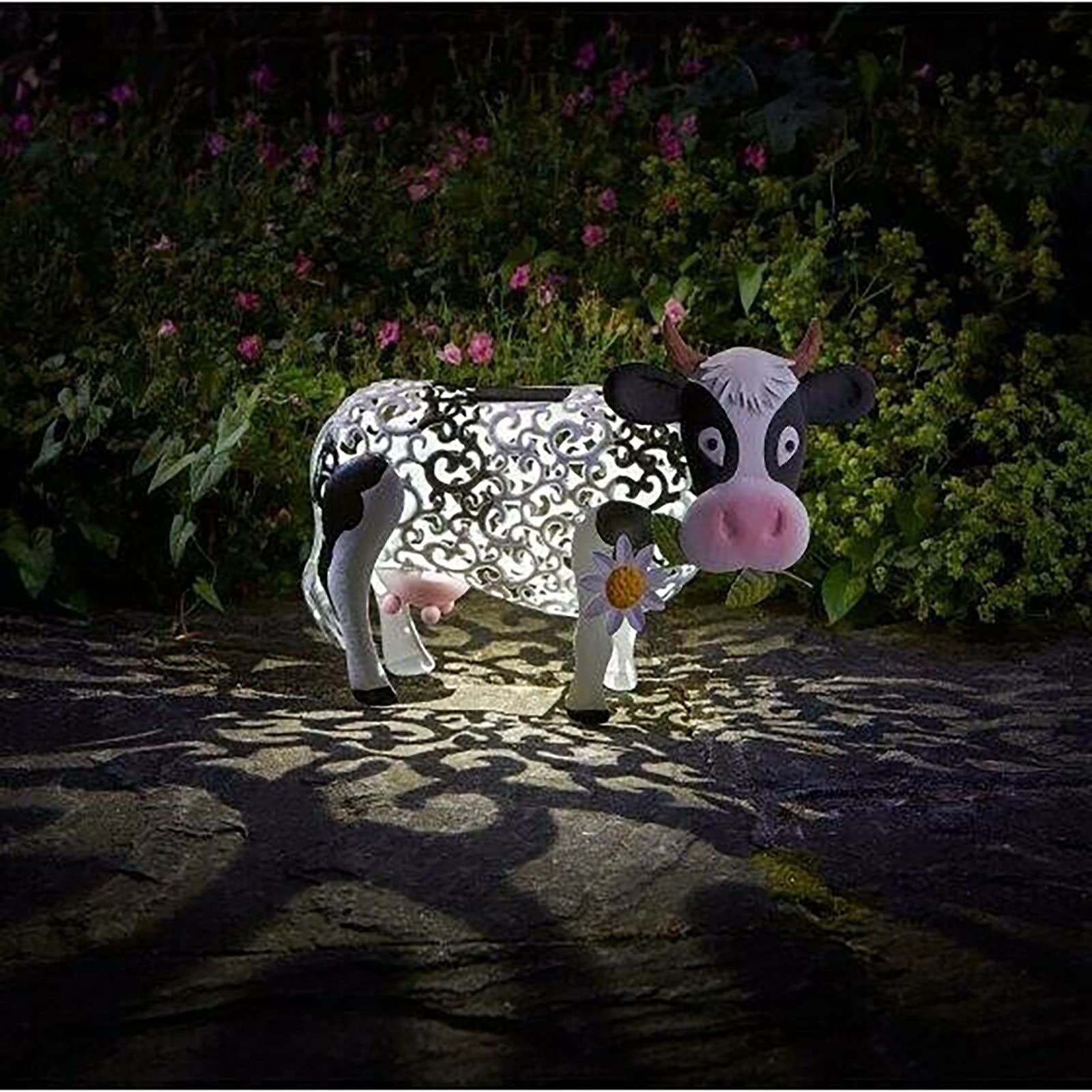 YUYVIO Solar Powered Color Changing Daisy Cow Light - Outdoor LED Garden Decor for Patio, Lawn, Yard & Landscape - Weatherproof Solar Lamp for Nighttime Ambience (Perfect for Garden Pathways, Backyard Parties & Festive Decorations)