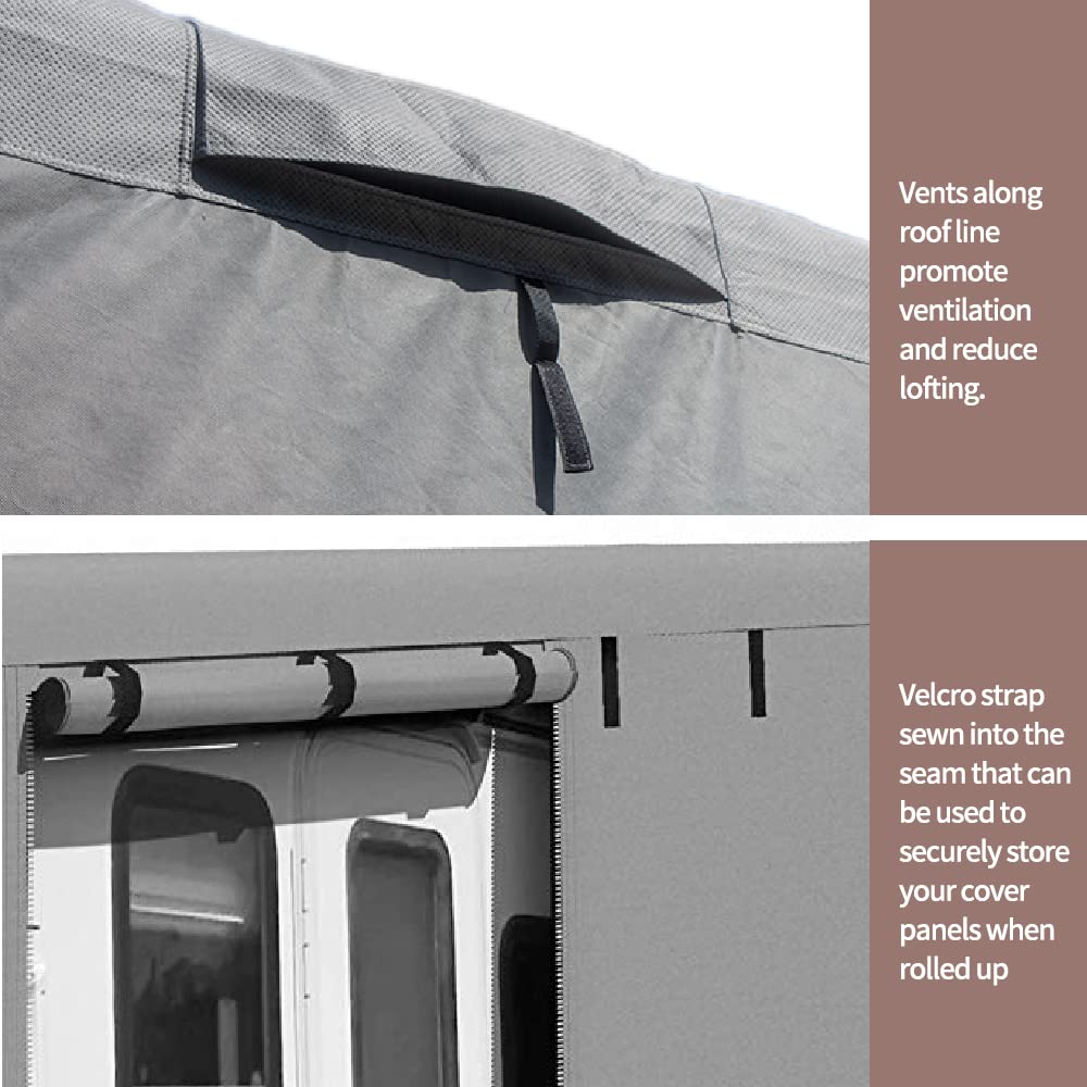 Seamander Heavy-Duty RV Travel Trailer Cover - Waterproof, UV-Resistant, Rip-Stop Camper Cover for Winter Snow Protection - Perfect for Outdoor Storage & Camping Season