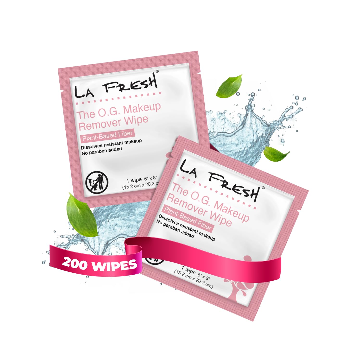 La Fresh Makeup Remover Wipes - Waterproof Facial Cleansing Towelettes for All Skin Types, 200 Count (Pack of 2) | Gentle Makeup Removal & Skin Care | Perfect for Travel, Gym & On-the-Go Cleansing