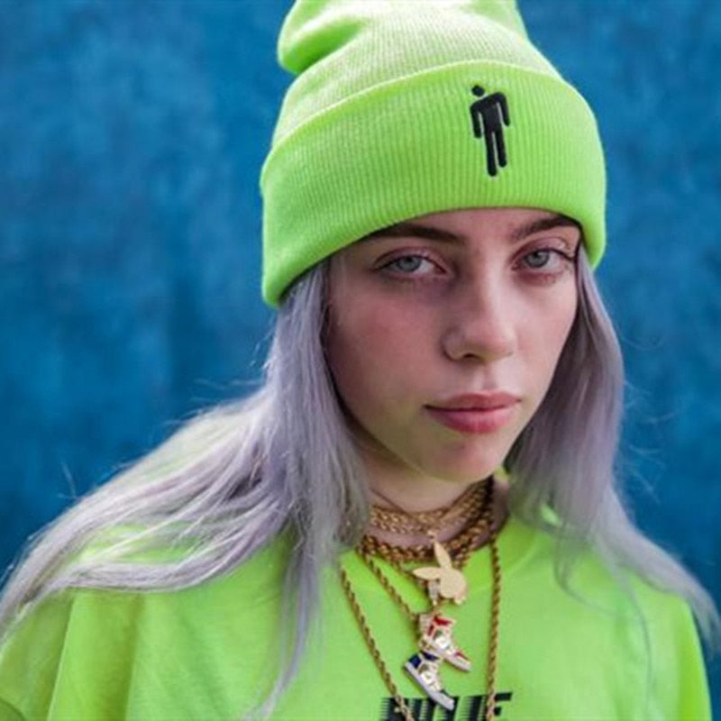 Billie Eilish Style Plain Hip Hop Knitted Beanie for Men & Women - Winter Warm Slouchy Skull Cap for Streetwear & Outdoor Activities