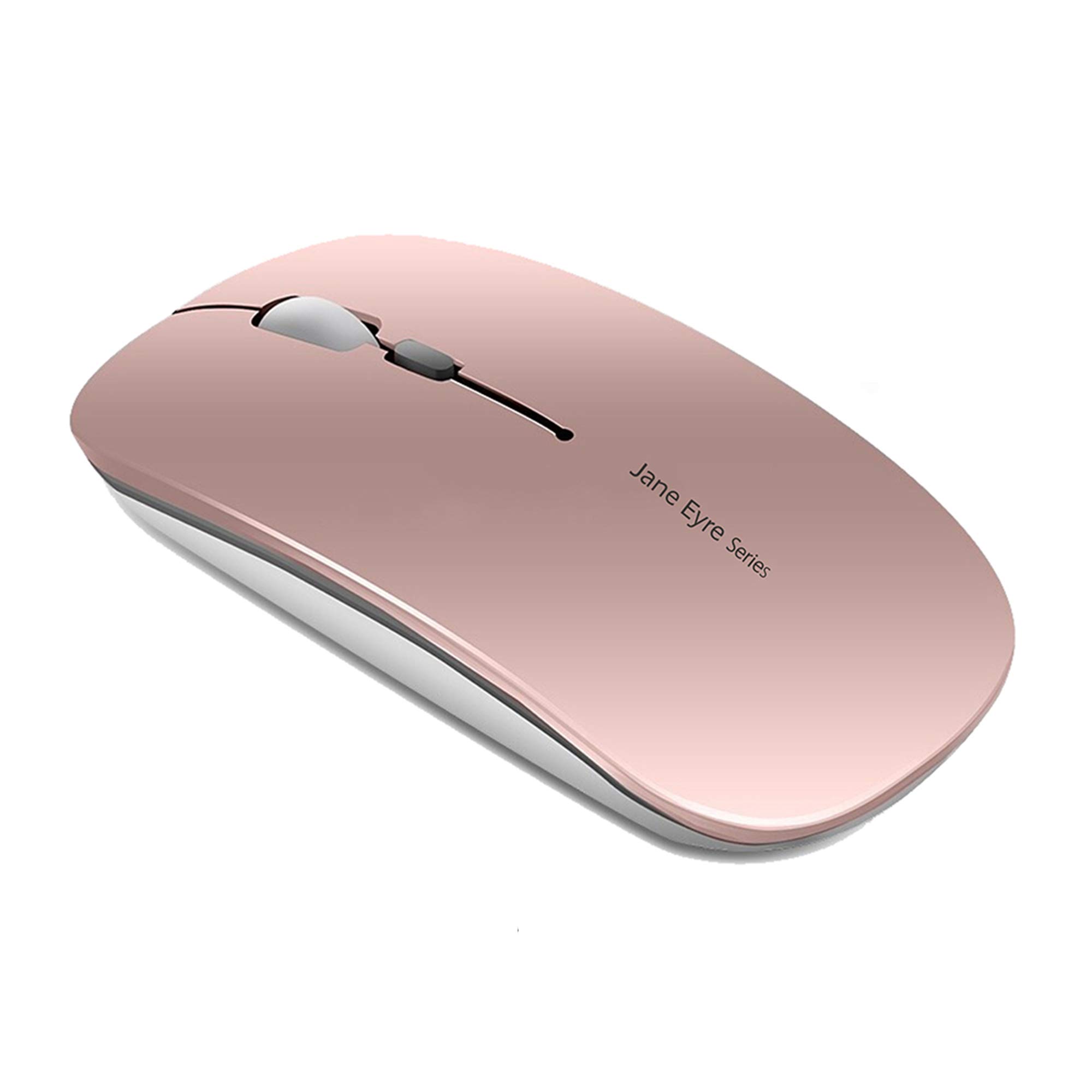 Uciefy Q5 Slim Rechargeable Wireless Mouse - 2.4G Ultra Thin Silent Optical Mouse with USB Receiver & Type C Adapter for PC, Laptop, Desktop - Portable Computer Mouse for Office, Home, Travel (Rose Gold)