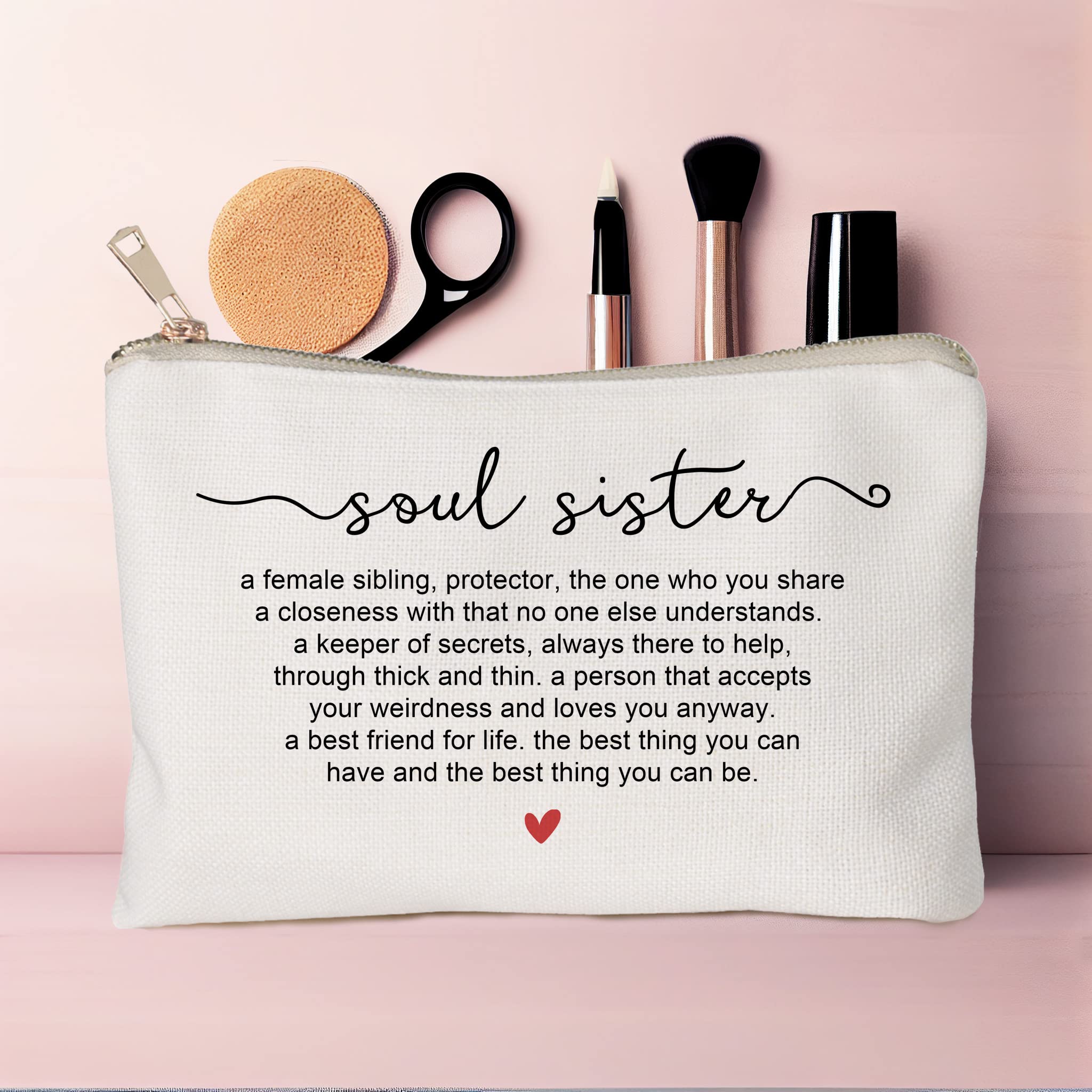Soul Sister Cosmetic Bag - Best Friend Birthday Gift for Travel & Makeup