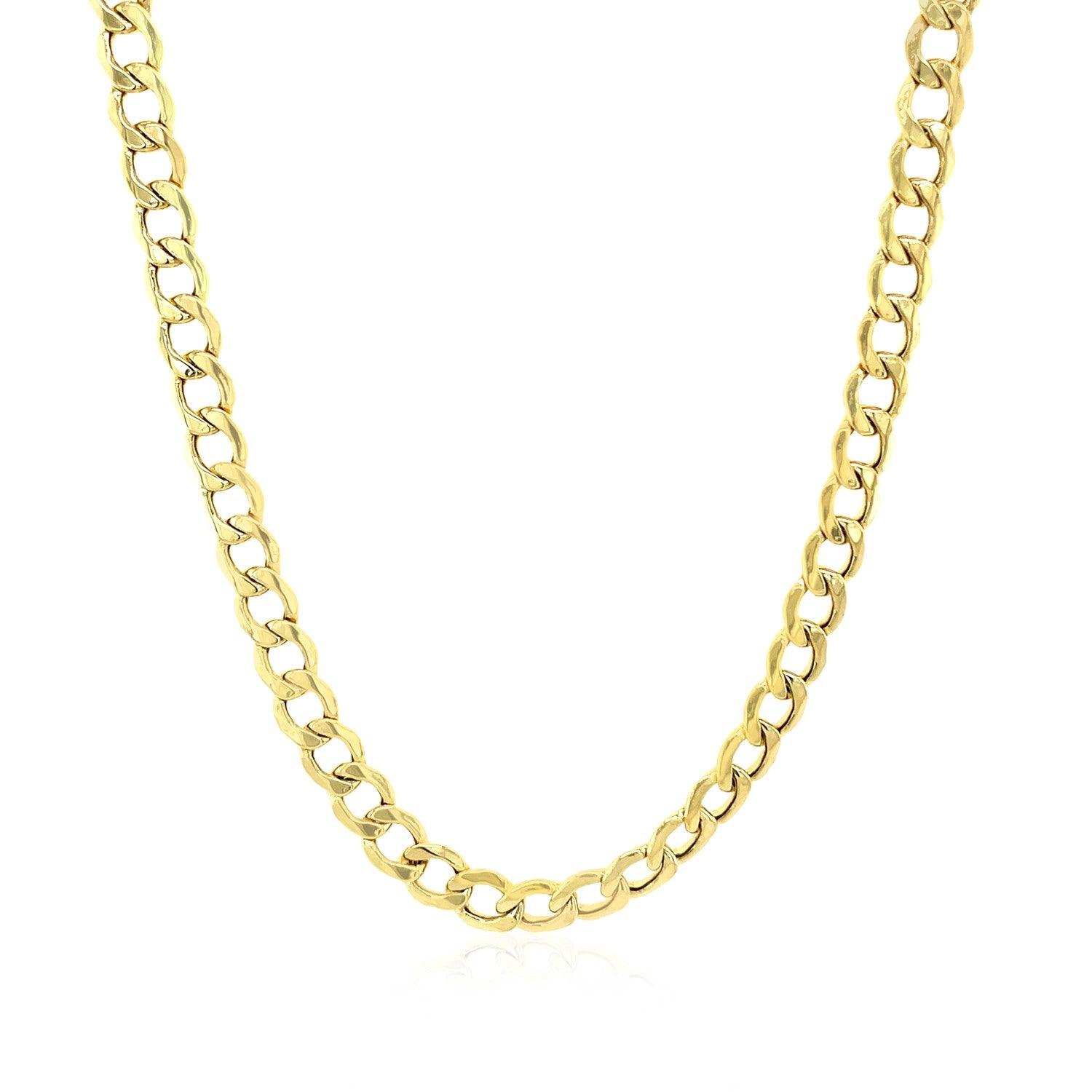 4.4mm 10k Yellow Gold Curb Chain Necklace for Men & Women - Durable Luxury Jewelry for Everyday Wear, Gifts & Special Occasions