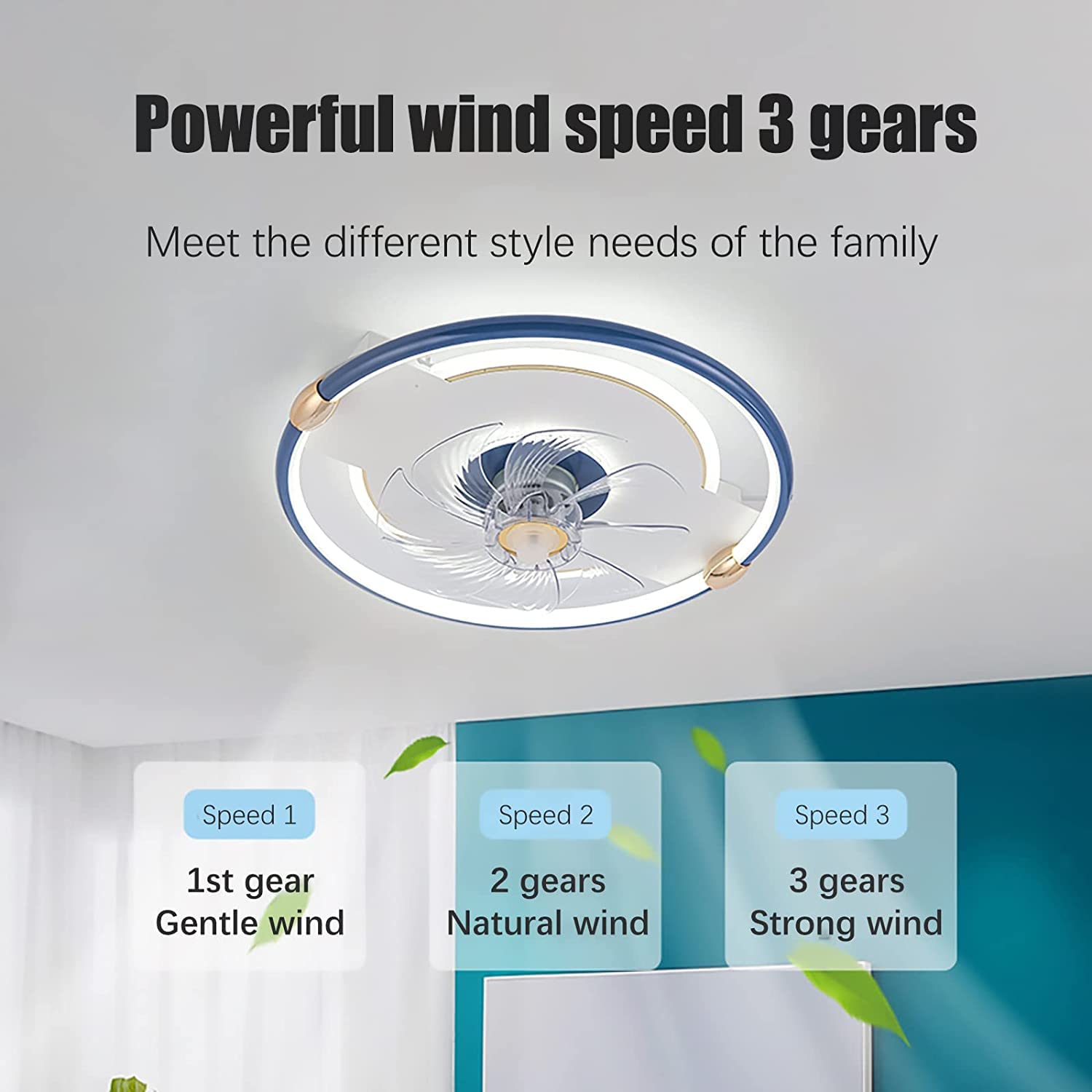 Modern LED Ceiling Fan with Remote Control - 3 Speed Silent Motor & 3 Color Changing Dimmable Light Fixture - Perfect for Bedroom, Living Room and Home Office Cooling & Lighting