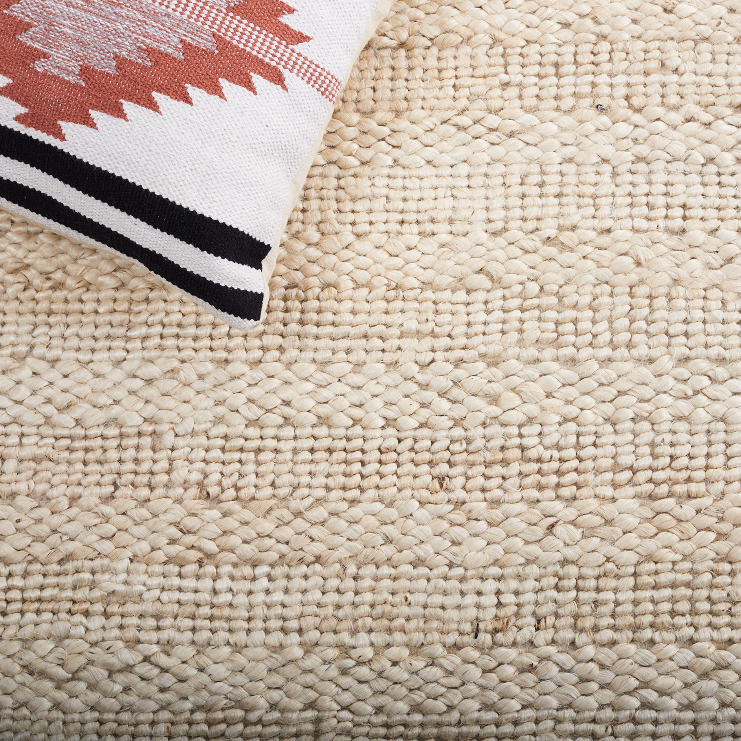 SAFAVIEH Natural Fiber Collection 5' Square Bleach NF212D Handmade Braided Woven Jute Area Rug for Living Room, Dining Room & Bedroom | Eco-Friendly Floor Decor for Cozy Home Interiors