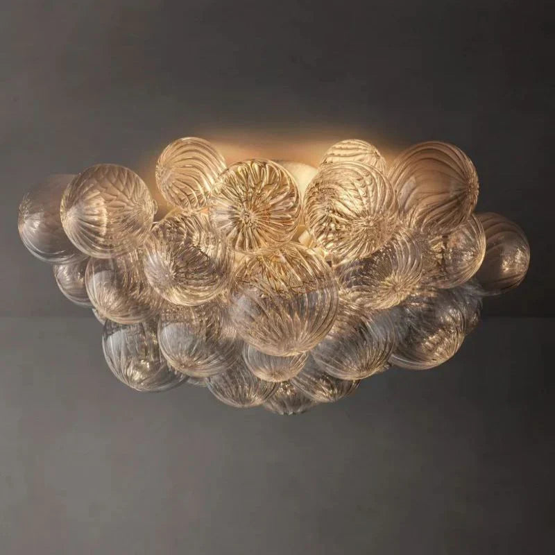 Tammy Round Glass Ball Flushmount Ceiling Light Fixture - 25 Inch Modern Crystal Chandelier for Dining Room, Bedroom, Living Room & Hallway Lighting