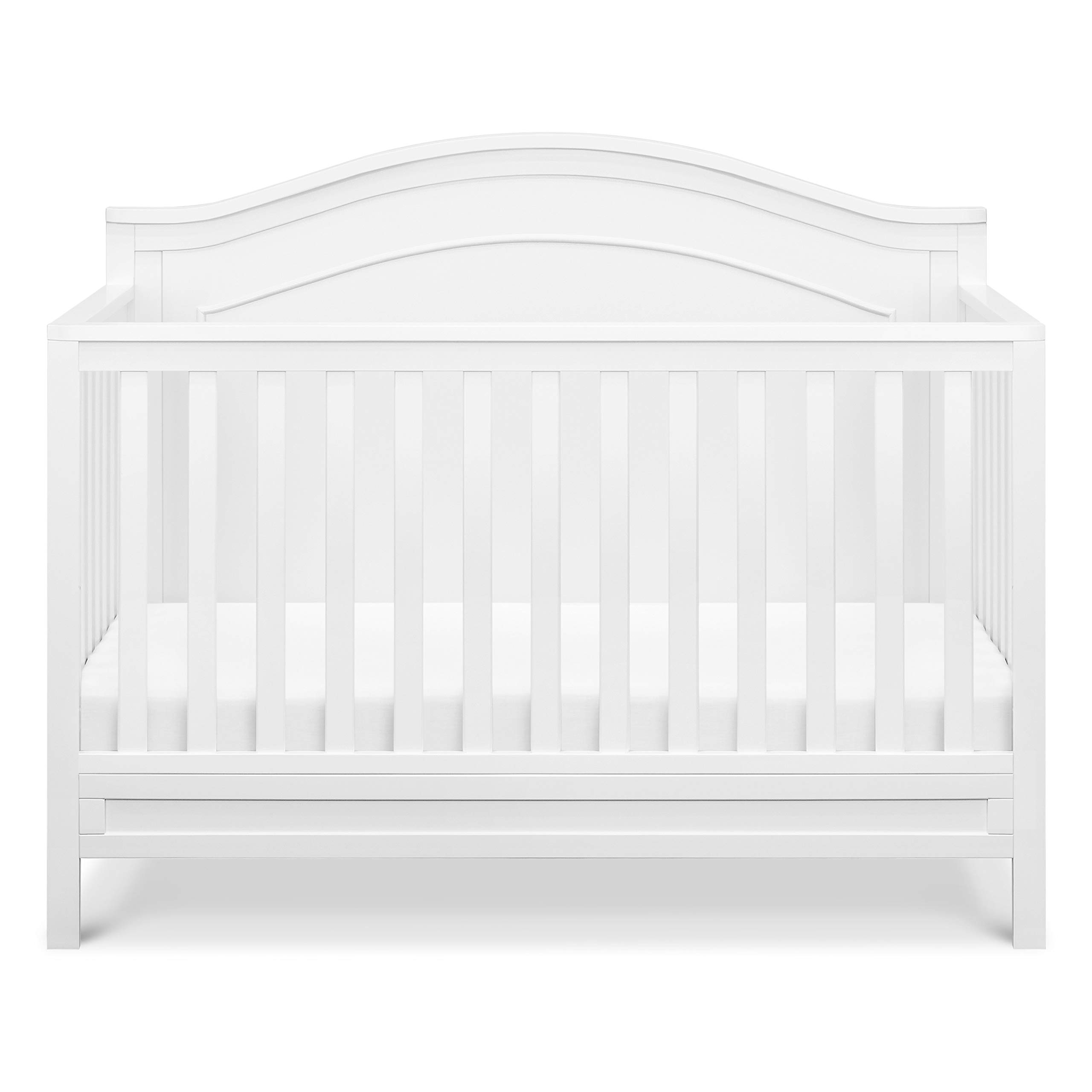 daVinci Charlie 4-in-1 Convertible Baby Crib - GREENGUARD Gold Certified, Converts to Toddler Bed, Daybed & Full Bed - Adjustable Height White Wooden Nursery Furniture - Perfect for Newborn to Teen Bedroom & Daycare Use