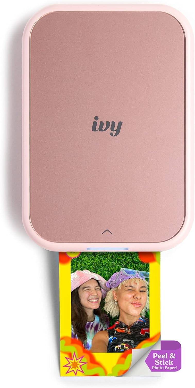 Canon Ivy 2 Mini Bluetooth Photo Printer (Blush Pink) - Wireless Portable Printer for iOS & Android, Includes 110 Zink Sticky-Back Prints, LED Light Bar, Protective Case & USB Cable | Perfect for Travel, Scrapbooking & Instant Memories