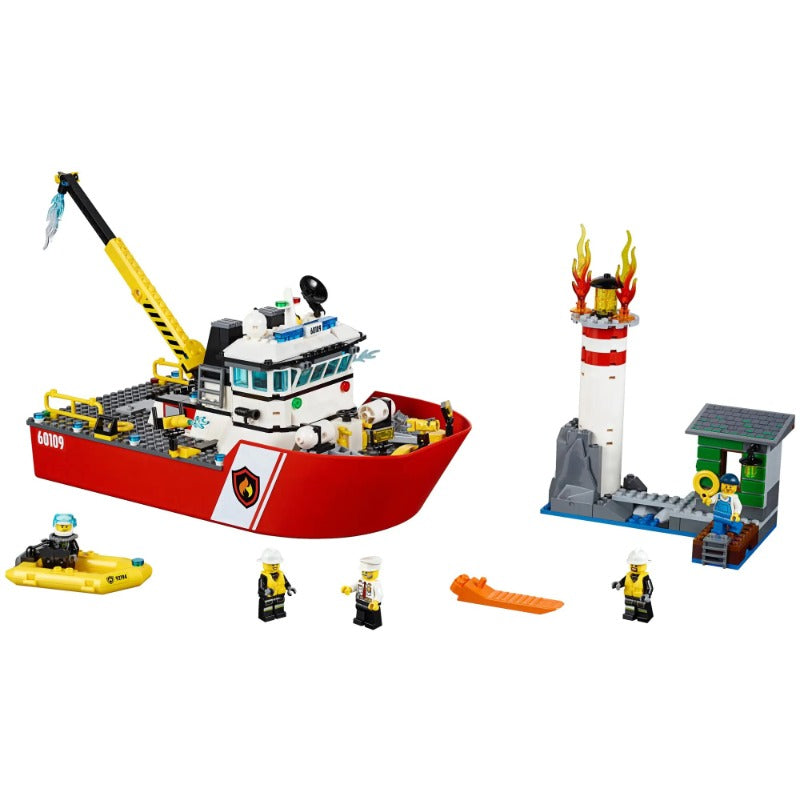 412pcs 66116 Fire Boat Building Blocks Set - STEM Educational Toy for Kids, Creative Construction Play - Perfect for Birthday Gifts & Firefighter Role Play Scenarios
