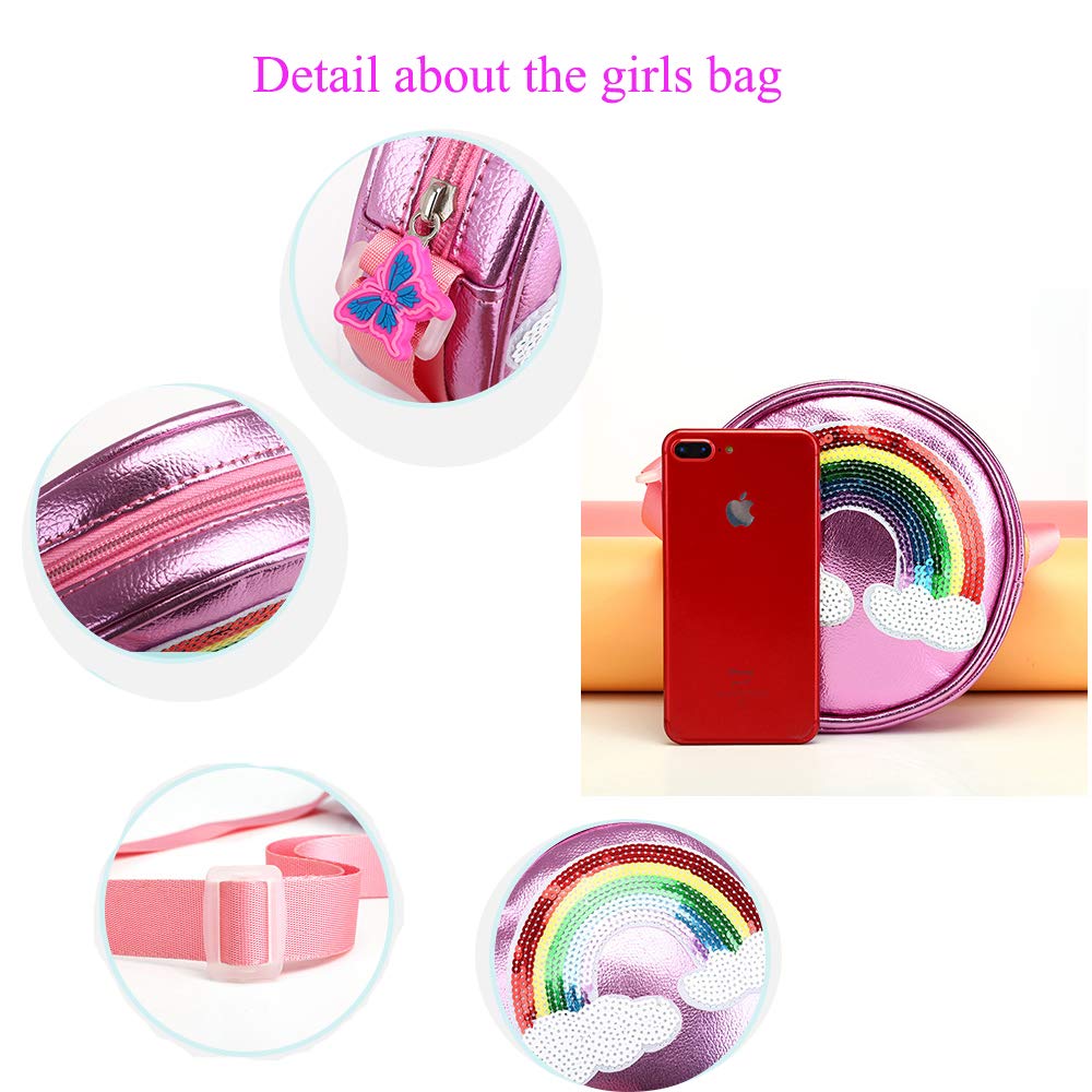 **Rainbow Crossbody Purse for Little Girls - Cute Princess Handbag with Rainbow Keychain for Toddlers & Kids | Perfect for Birthday Gifts, Dress-Up Play & Everyday Use**