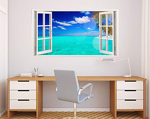 3D Removable Vinyl Wall Stickers - Tropical Beach Wall Art, Easy Peel & Stick Wallpaper (85x105cm) | Durable, Waterproof Decals for Living Room, Bedroom, Nursery & Office Decor