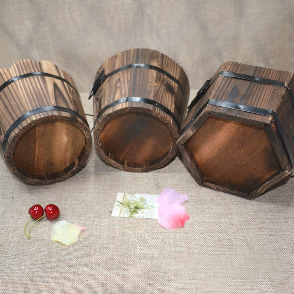 Holibanna Small Solid Wood Carbonized Flower Pot - Indoor Planter for Succulents, Home & Office Decor | Perfect for Windowsills, Desks, and Shelf Displays