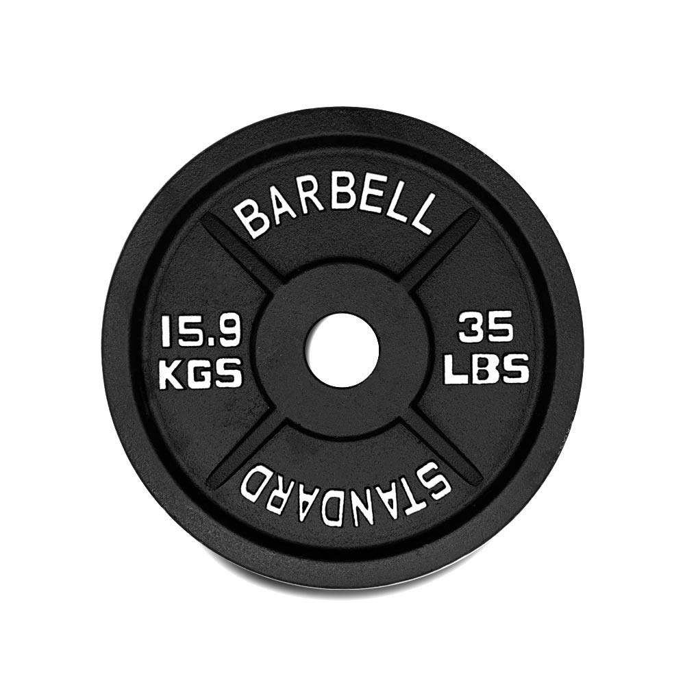 **2 Inch Hole Solid Cast Iron Barbell Weight Plates - 35lbs Each (Pair of 2) - Perfect for Home Gym, CrossFit & Strength Training**