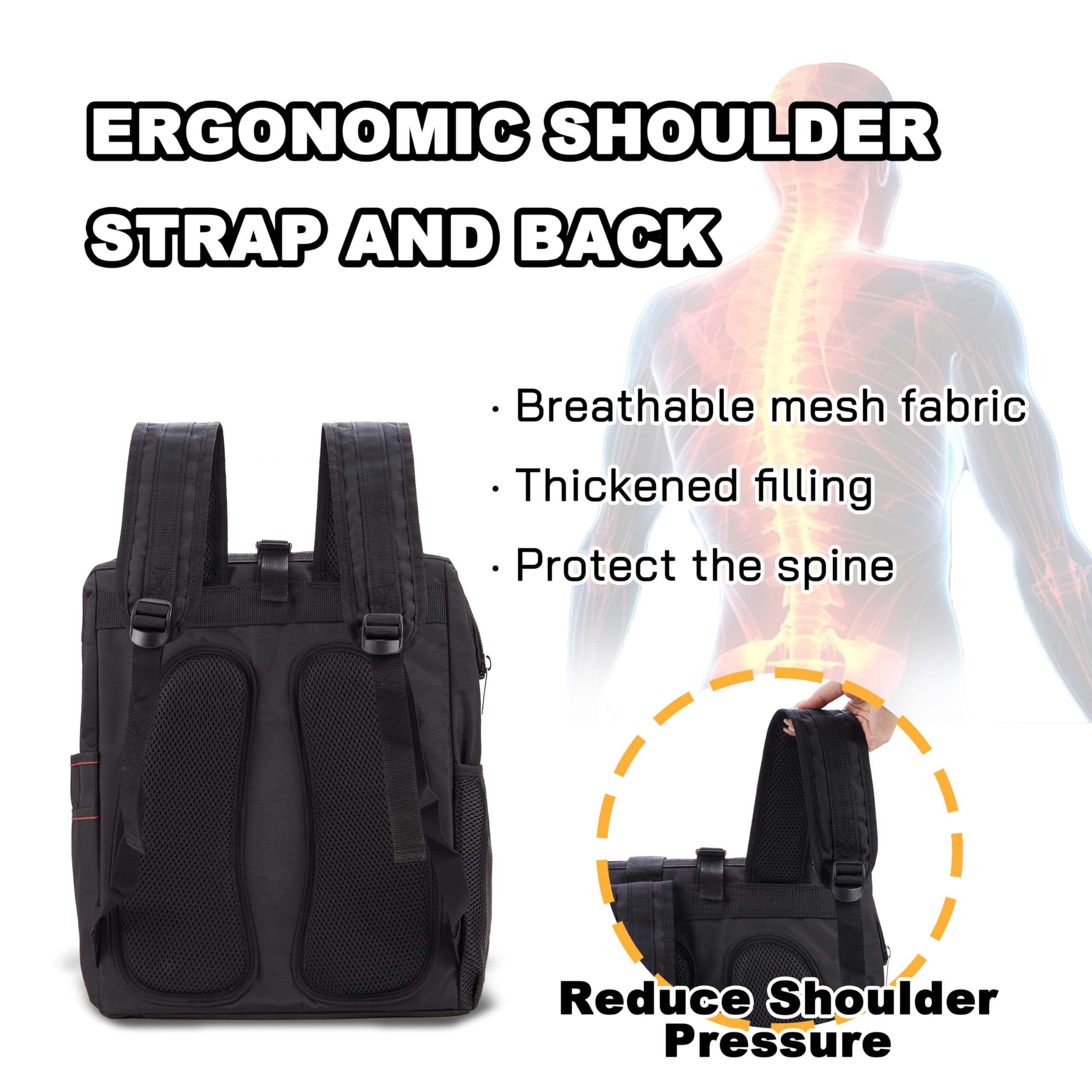 Heavy Duty Tool Backpack with Padded Back Support - Large Capacity Electrician Tool Bag for Plumbers, HVAC Technicians & Cable Repairmen | Durable Work Backpack for Construction Sites & Field Service Jobs