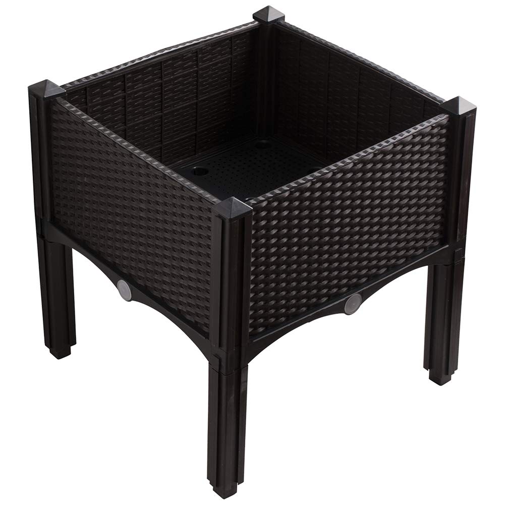 Stackable Modular Raised Planter Kit - 4-Piece Brown Garden Bed for Flowers, Vegetables & Herbs - Perfect for Patio, Balcony & Small Spaces