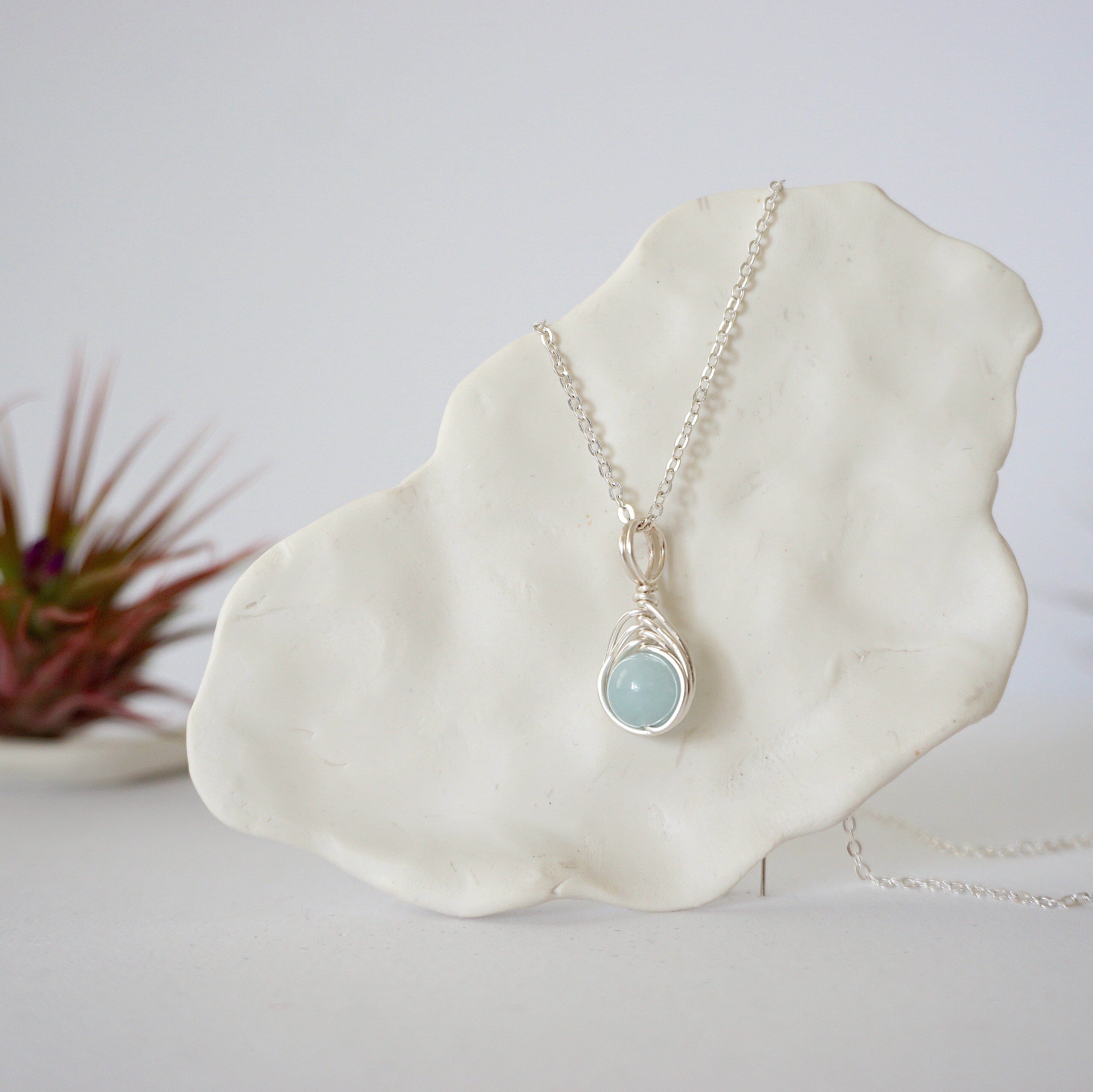 Elegant Aquamarine Silver Plated Bead Charm Necklace for Women | Dainty Layering Jewelry | Perfect for Weddings, Gifts & Everyday Wear