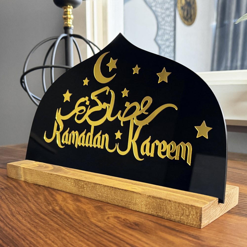 Ramadan Kareem Islamic Decor - Arabic Calligraphy Tabletop Decoration for Home & Office - Perfect Gift for Eid, Iftar & Muslim Holidays