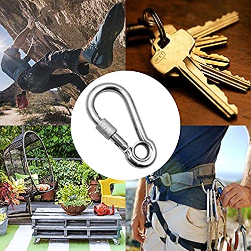 Stainless Steel Carabiner Hook 4Pcs - Durable 304 Spring Clip for Keys & Outdoor Gear
