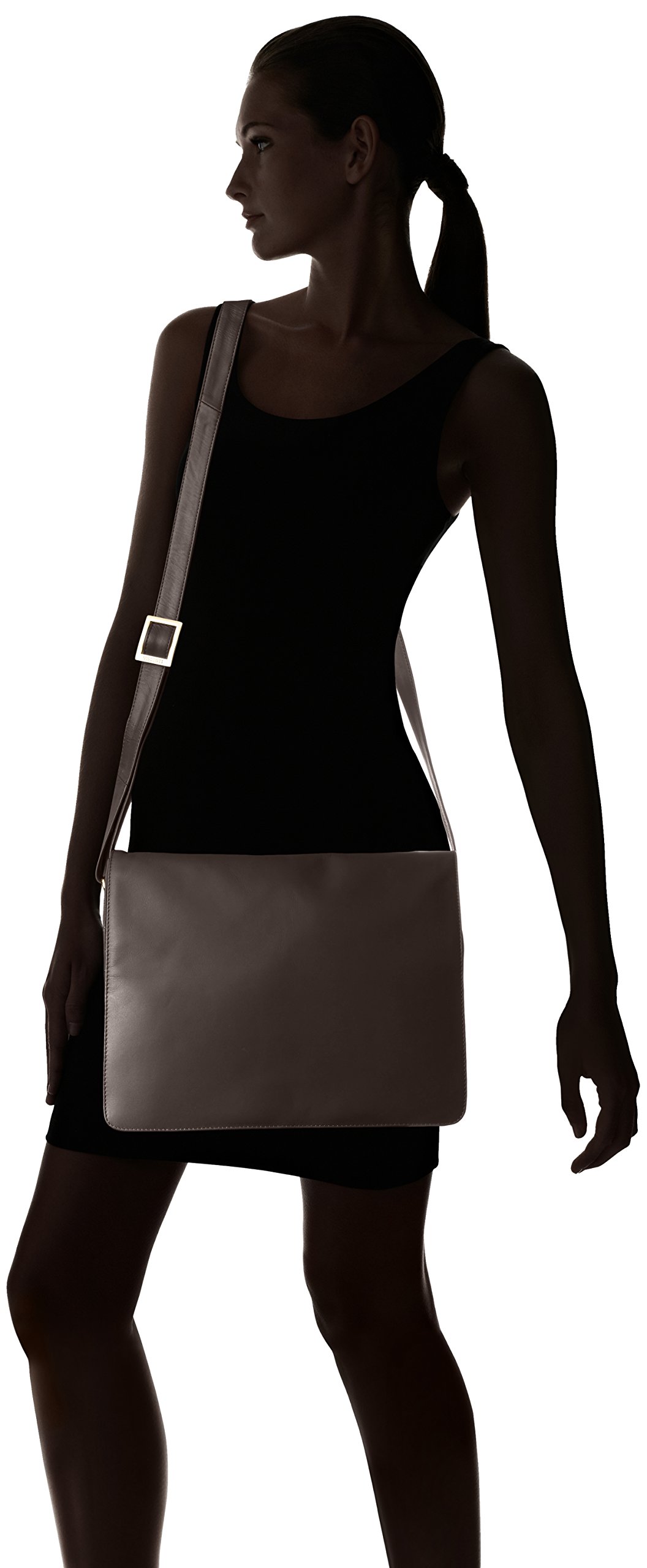 Women's Large Leather Flap-Over Shoulder/Crossbody Messenger Bag - Chocolate Brown, One Size, Durable & Stylish for Work, Travel & Everyday Use