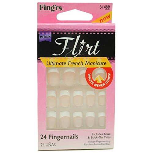 Flirt Nails Pink French Medium Length False Nails - Glamorous Press-On Nails for Women | Perfect for Parties, Weddings & Special Occasions