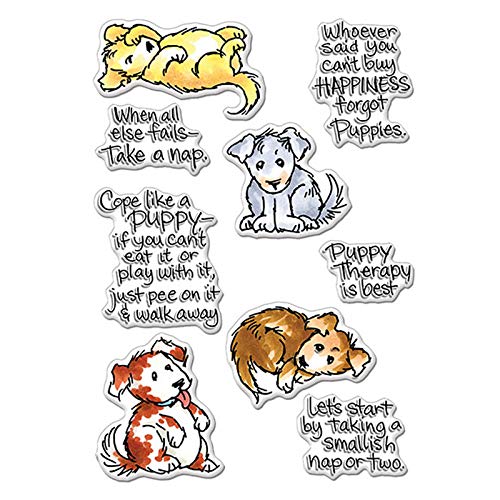 Puppy Dogs Clear Stamp Set for Card Making, Scrapbooking & Paper Crafts - Buy Happiness with Adorable Puppy Phrases - Perfect for DIY Scrapbook Albums, Photo Decorations & Handmade Greeting Cards