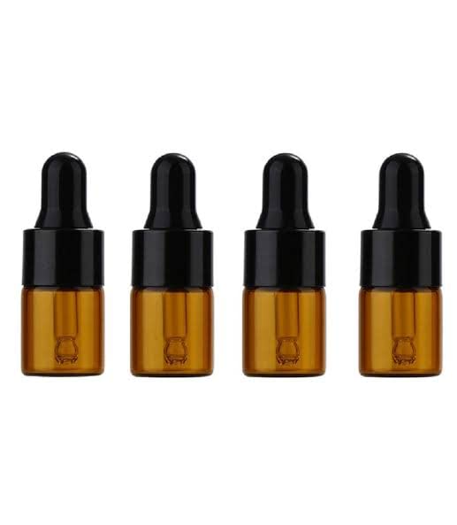 4-Pack 5ml Amber Glass Dropper Bottles for Essential Oils, DIY Skincare - Refillable Mini Bottles for Aromatherapy, Travel & Home Use