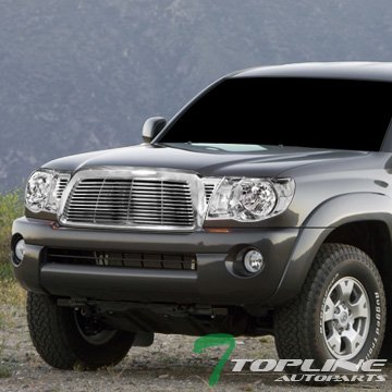 Chrome Clear Crystal Headlights & Signal Lamps with ABS Housing - Compatible with 2005-2011 Toyota Tacoma | Front Hood Bumper Grill Guard | Enhanced Visibility & Style for Off-Roading & Night Driving