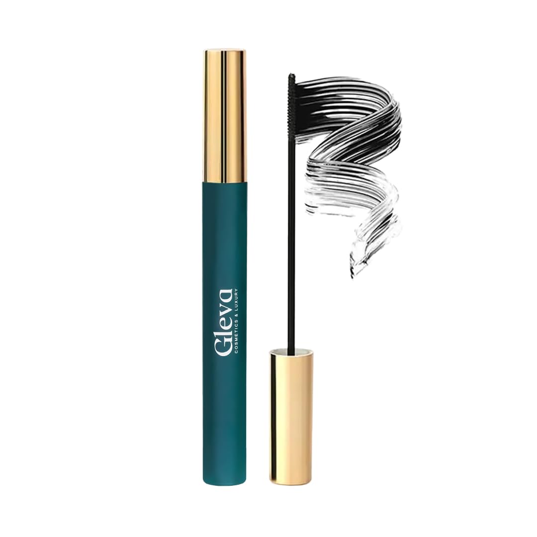 Gleva Skinny Waterproof Mascara - Long Lasting Smudge Proof Curling Mascara Gel for Eye Makeup, Sweat Resistant Brow Mascara (Black) | Perfect for Daily Wear, Gym, Swimming & Special Occasions